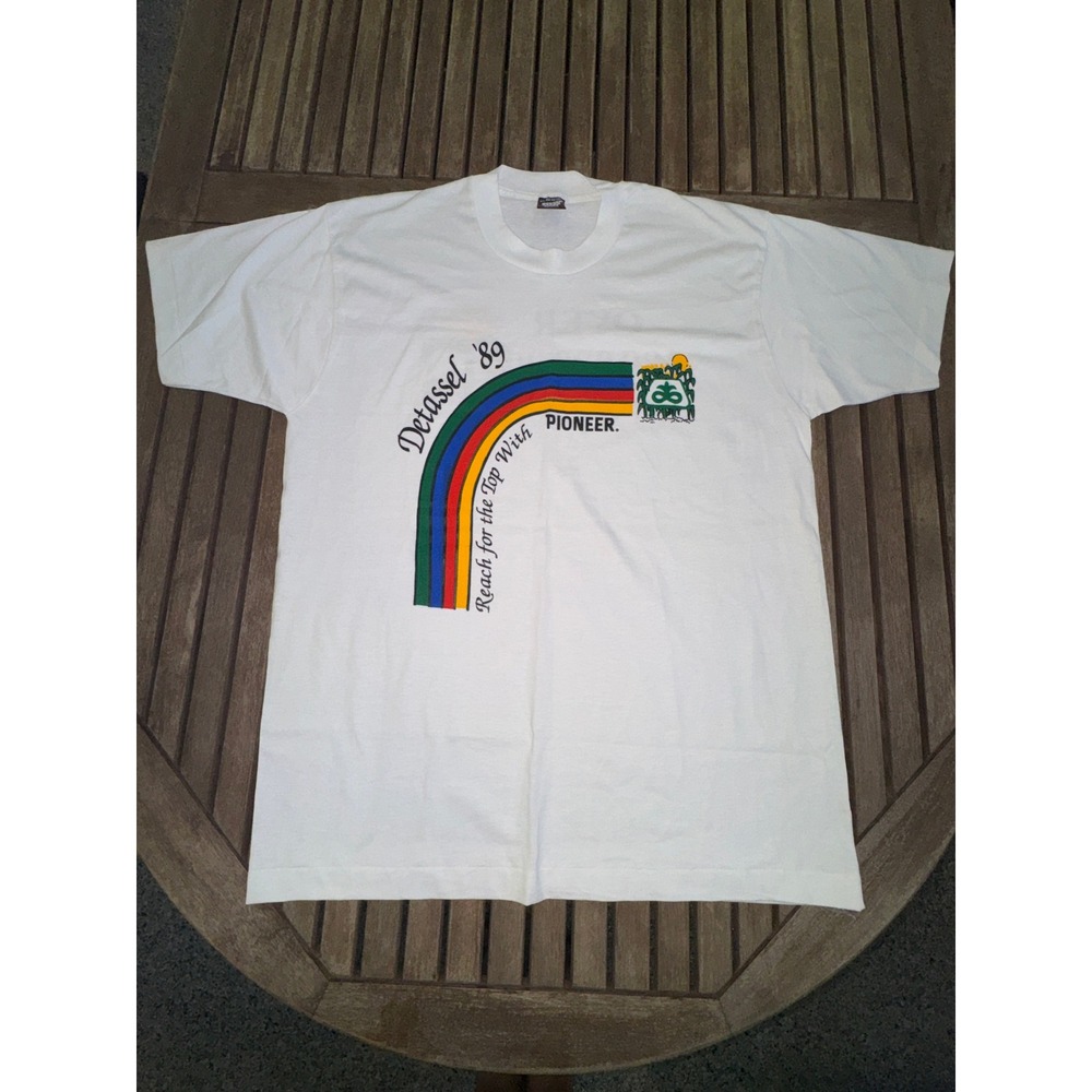 Vintage 1989 Pioneer Seed Detassel T-Shirt XL Screen Stars Single Stitch USA